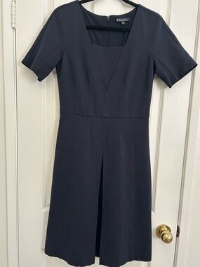Brooks Brothers Navy Square-Neck Midi Dress | Size 6